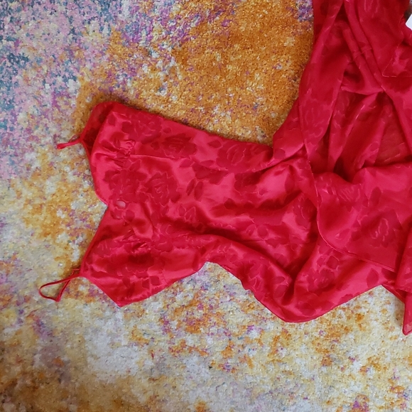 Vintage red slit ♥ Victoria's secret floral gown. Gold label - Picture 6 of 11